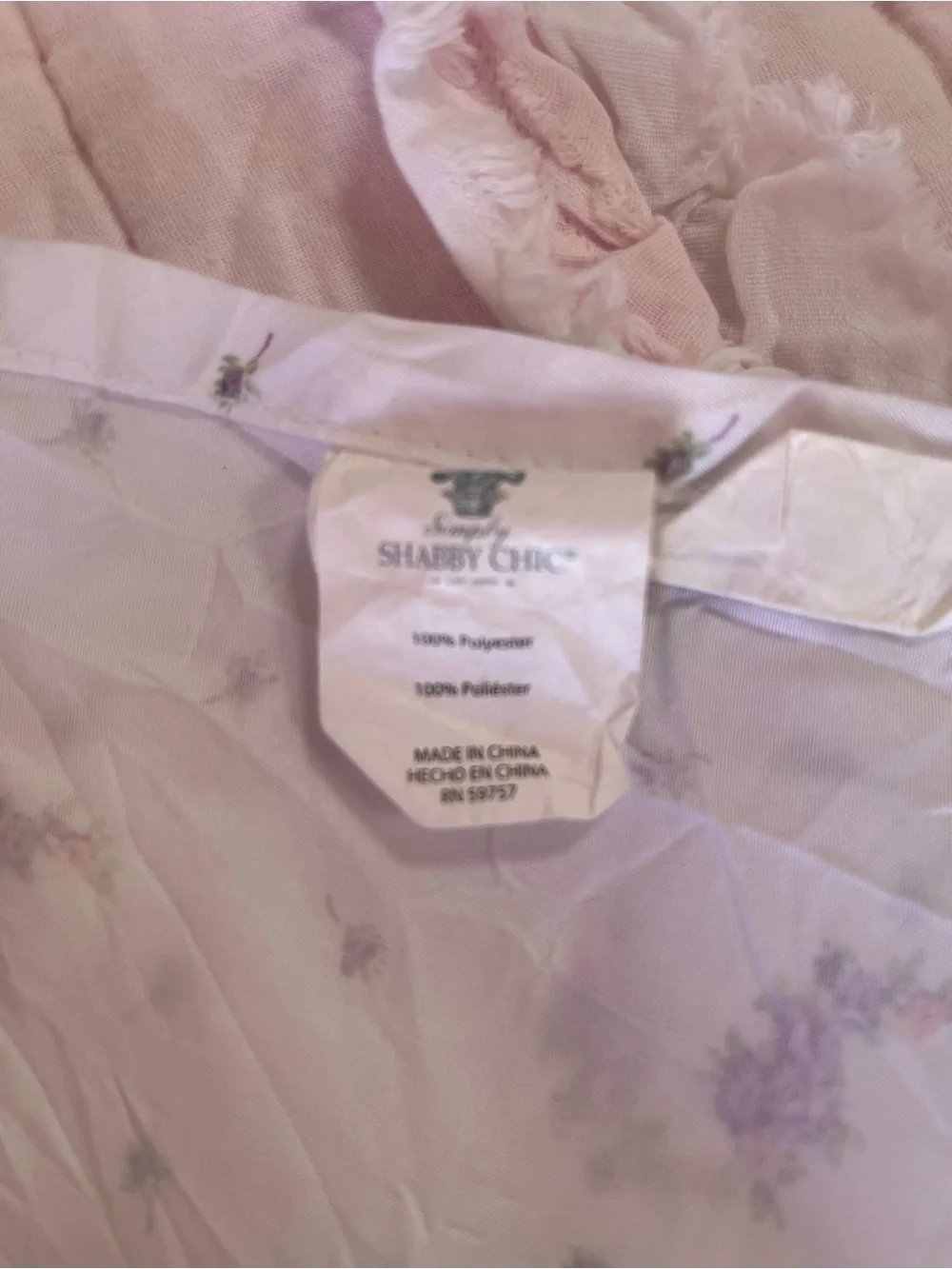 Shabby Chic Lavender Floral Flat Sheet Twin